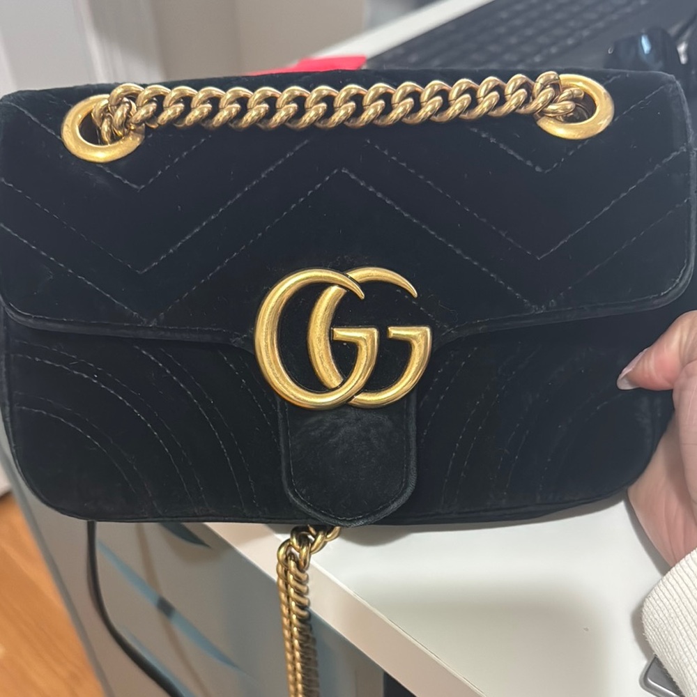 Gucci Black Velvet Shoulder Bag